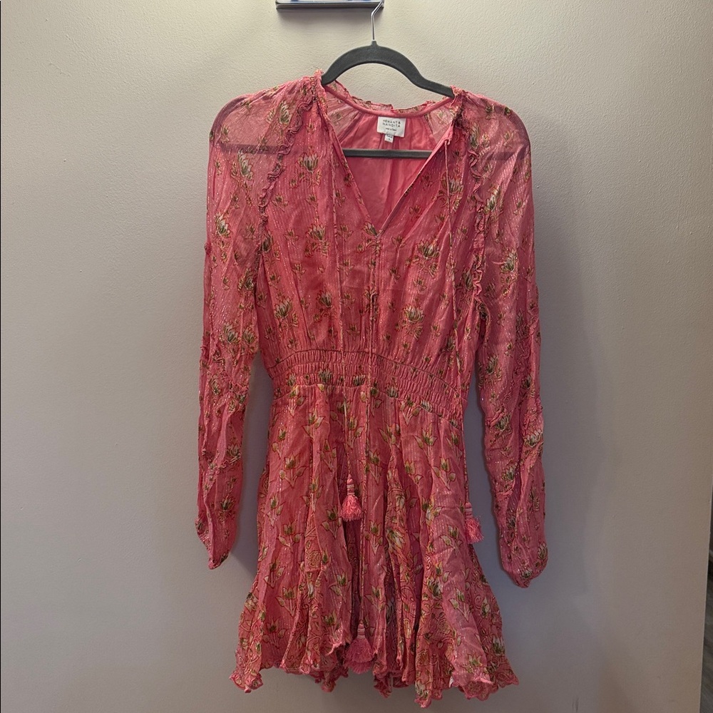 HEMANT & NANDITA Pink Floral Long Sleeve Dress